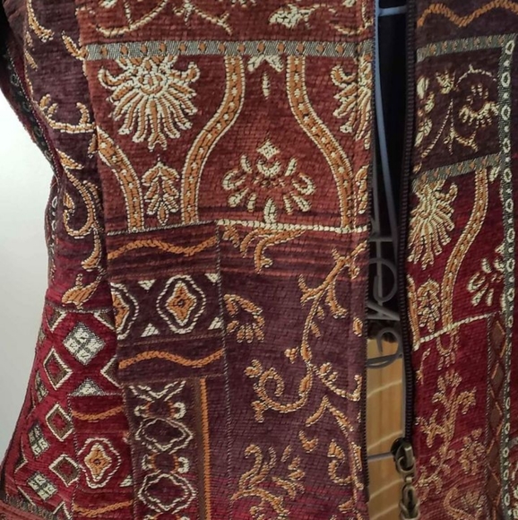 Christopher Banks Tapestry Blazer/Jacket. Deep Red Burgundy and Earth tones - Picture 8 of 10